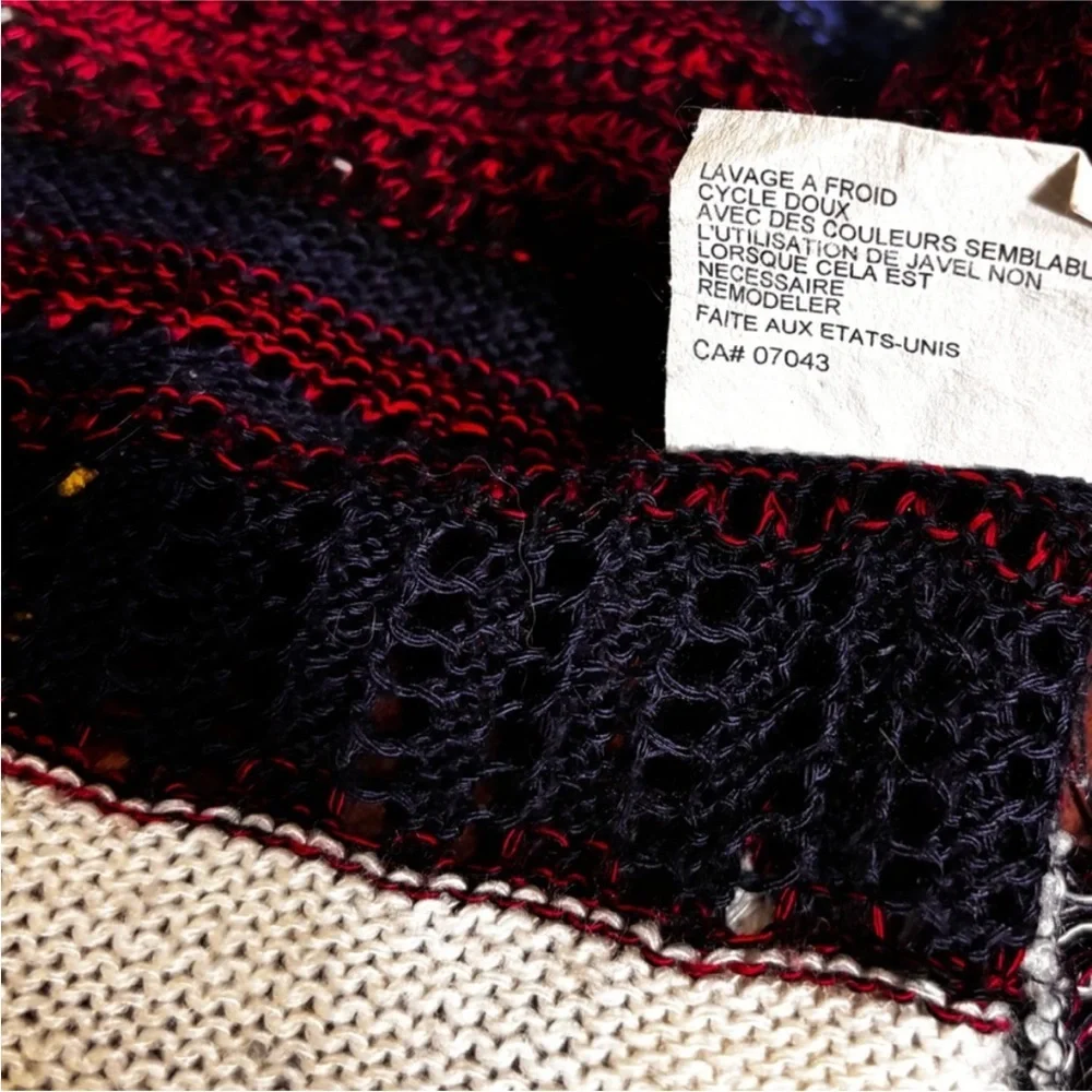 Say What? Black, Cream, and Red Striped light Cardigan size Medium - Picture 6 of 6